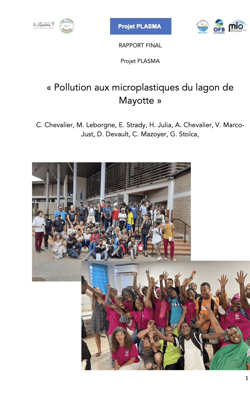 Rapport Final du projet PLASMA 1 - Pollution aux microplastiques du lagon de Mayotte